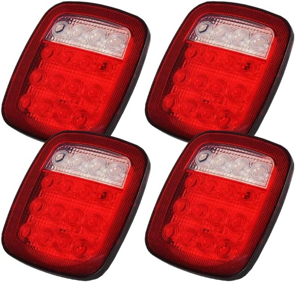 4x For Jeep Wrangler JK TJ CJ YJ Square Stop Turn Tail backup 16LED Marker Light
