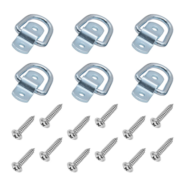 6 Pack D Ring Tie Down Anchors 1/4" Heavy Duty Stainless Steel Trailer Tie Down