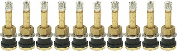 Lot of 10 TR500 2" Straight Brass Clamp-In Tubeless Truck Tire Valve Stems + Cap