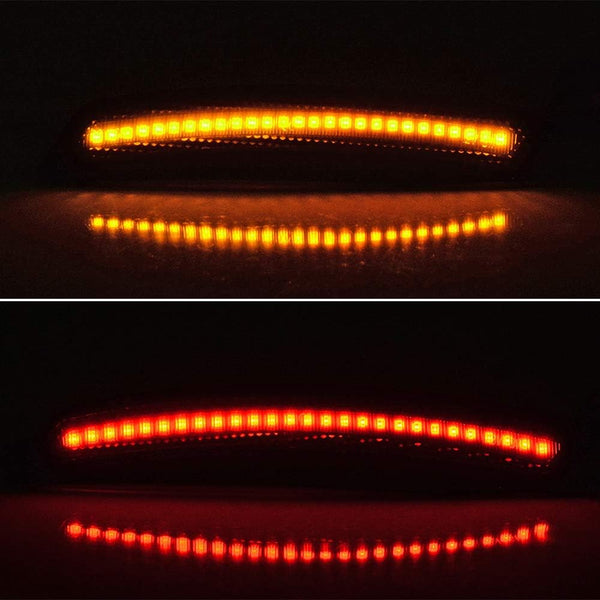 LED Side Marker Lights Front and Rear Red Bumper Marker Lamps for 2008-2014 MINI Cooper R55 R56 R57 R58 R59 R60 R61 Reflectors Smoked Len, Replace Front Rear OEM Sidemarker Lamps, 2PCS