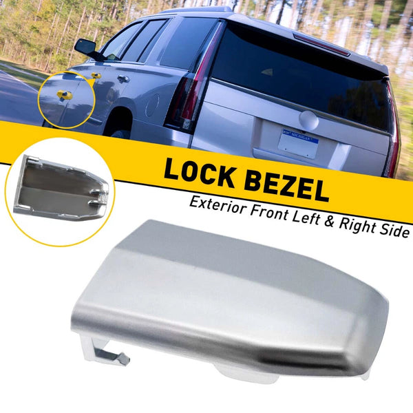 Chrome Front Door Handle Lock Cylinder Cover For 2015-2019 Cadillac Escalade EOA