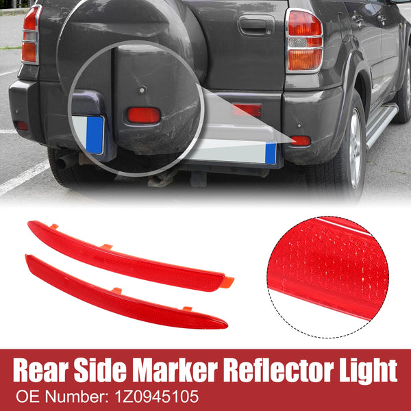 Pair Rear Bumper Side Marker Reflector Red Fit for Skoda 1Z0945105 1Z0945106