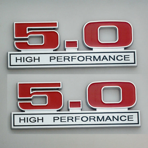 2Pc 5.0 High Performance Logo Emblem Badge 3D Decals Stickers Cars Trucks