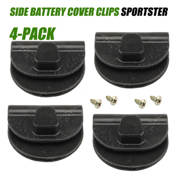 4X Black Side Battery Cover Clips Mount Clamp For Harley Sportster XL883 1200 48