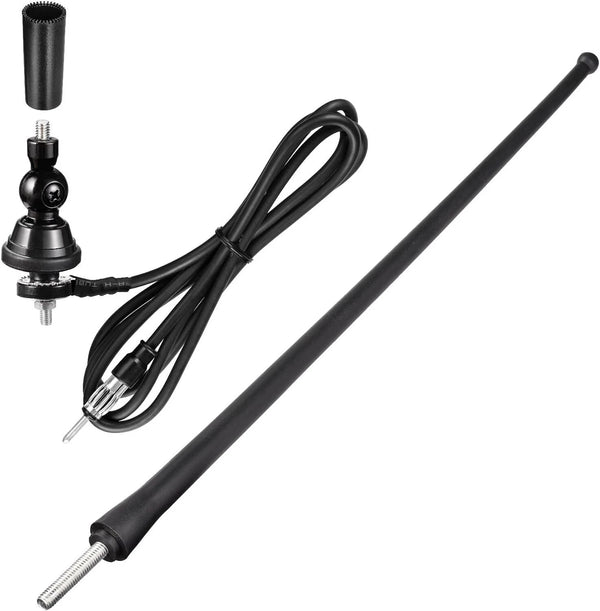 Universal 16" Flexible Rubber Antenna Mast w/ Ball Base Car Audio Stereo Radio