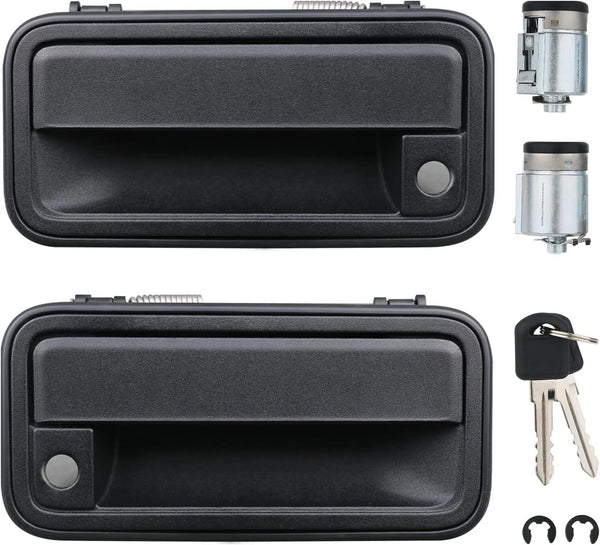 Metal Exterior Door Handles w/Lock Cylinders & Keys Compatible with Chevy Tahoe Suburban C/K1500 C/K2500 C/K3500 GMC Yukon Replaces 15742229 15742230