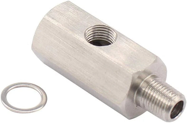 1/8 inch Oil Pressure Sensor Tee to NPT Adapter Turbo Supply Feed Line Gauge