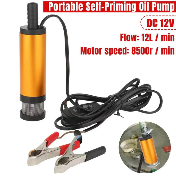 12V Mini Refueling Submersible Diesel Fuel Water Oil Transfer Drum Pump