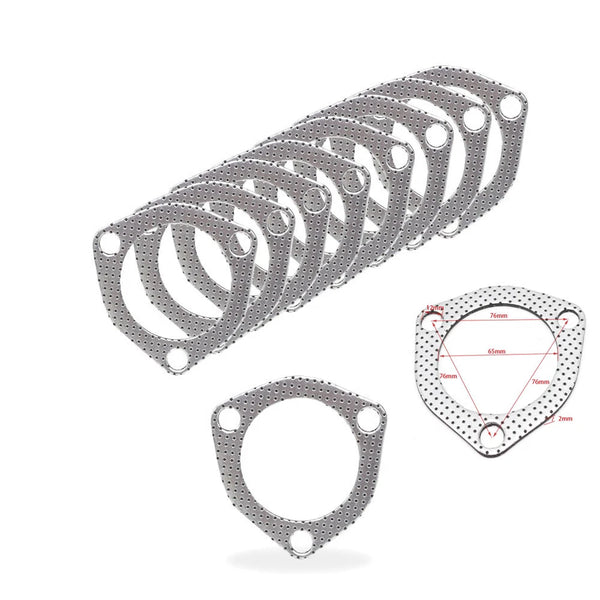 10 PACK 2.5" Catback Exhaust Header Down Pipe Manifold Collector Gasket 3 Bolt