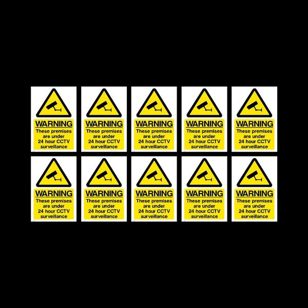 CCTV Sign, Sticker Pack of 10 - 75mm x 100mm (A7) - Security, Camera - (MISC12)