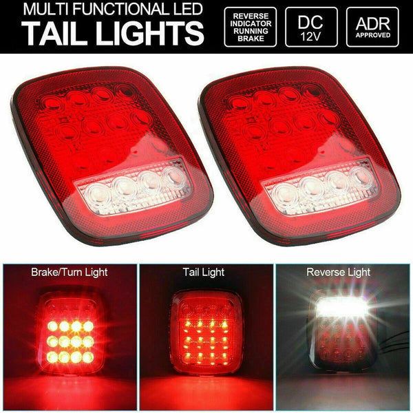 2x For Jeep Wrangler JK TJ CJ YJ Square Stop Turn Tail backup 16LED Marker Light