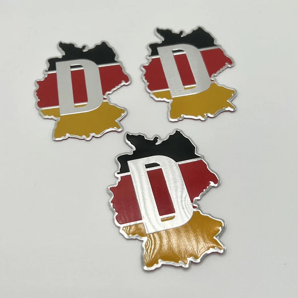 3pcs Germany Flag Car Emblem Badge Decal Deutschland Sticker 2"x 2.75” Aluminum